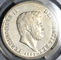1843 PCGS AU 50 Naples Sicily 120 Grana Ferdinand II Italy State Coin (25042801D)