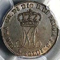 1815 PCGS MS 62 Parma 5 Soldi  Italy State Napoleon Wife Silver Coin (24102701D)