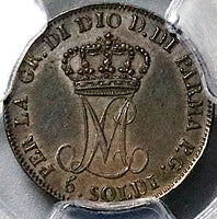 1815 PCGS MS 62 Parma 5 Soldi  Italy State Napoleon Wife Silver Coin (24102701D)