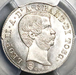 1858 PCGS MS 61 Tuscany 10 Quattrini Leopold II Grand Duke Silver Coin (25081602C)