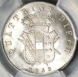 1858 PCGS MS 61 Tuscany 10 Quattrini Leopold II Grand Duke Silver Coin (25081602C)