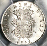 1858 PCGS MS 61 Tuscany 10 Quattrini Leopold II Grand Duke Silver Coin (25081602C)