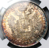 1825-V NGC MS 62 Lombardy Venetia 1/2 Scudo Francis I Italy State Silver Coin Pop 1/0 (25042401D)