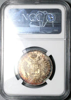 1825-V NGC MS 62 Lombardy Venetia 1/2 Scudo Francis I Italy State Silver Coin Pop 1/0 (25042401D)