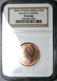 1868 NGC PF 63 RB Liberia 1 Cent Rare Proof Pattern PN15 Copper Coin (25050901C)