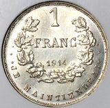 1914 NGC MS 62 Luxembourg 1 Franc Marie Adelaide Silver Essai Coin (24031001C)