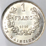1914 NGC MS 62 Luxembourg 1 Franc Marie Adelaide Silver Essai Coin (24031001C)