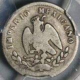 1864-G PCGS F 12 Mexico 10 Centavos Maximilian Rare Guanajuato Silver Coin (26062701C)