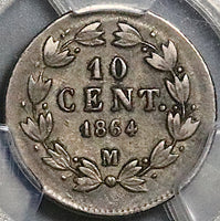 1864-M PCGS XF 45 Mexico 10 Centavos Imperial Maximilian Silver Coin (25031901C)