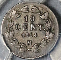 1864-M PCGS XF 45 Mexico 10 Centavos Imperial Maximilian Silver Coin (25031901C)