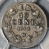 1864-M PCGS XF 45 Mexico 10 Centavos Imperial Maximilian Silver Coin (25031901C)