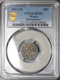 1864-M PCGS XF 45 Mexico 10 Centavos Imperial Maximilian Silver Coin (25031901C)