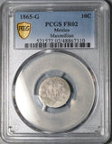 1865-G PCGS FR 02 Mexico 10 Centavos Maximilian Rare Guanajuato Coin (26062203C)
