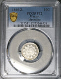1865-Z PCGS F 12 Mexico 10 Centavos Maximilian Rare Zacatecas Mint Coin (26101502C)