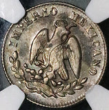 1866/4-M NGC AU 55 Mexico 10 Centavos Imperio Maximilian Silver Coin (26021101C)