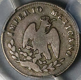 1866/4-M PCGS F 15 Mexico 10 Centavos Imperio Maximilian Overdate Silver Coin (24102703D)