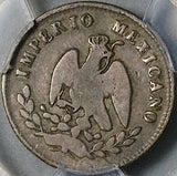 1866/4-M PCGS F 15 Mexico 10 Centavos Imperio Maximilian Overdate Silver Coin (24102703D)