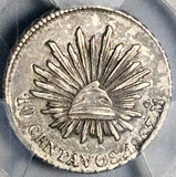 1867-Mo PCGS AU 55 Mexico 10 Centavos Cap Rays Rare Silver Coin POP 1/0 (26102701C)