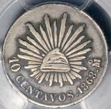 1868-Mo PCGS VF 25 Mexico 10 Centavos Cap Rays Rare Silver Coin POP 1/2 (26102702C)