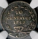 1869-Ca NGC VF 35 Mexico 10 Centavos Chihuahua Mint Rare 15k Silver Coin (26101401C)