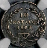 1869-Ca NGC VF 35 Mexico 10 Centavos Chihuahua Mint Rare 15k Silver Coin (26101401C)