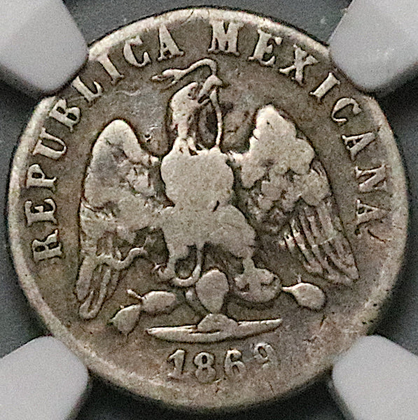 1869-Go NGC F 12 Mexico 10 Centavos Guanajuato Rare 7k Silver Coin POP 1/3 (23092401C)