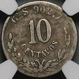 1869-Go NGC F 12 Mexico 10 Centavos Guanajuato Rare 7k Silver Coin POP 1/3 (23092401C)
