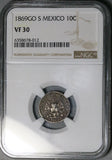 1869-Go NGC VF 30 Mexico 10 Centavos Guanajuato Mint Rare 7k Silver Coin POP 1/4 (26100603C)