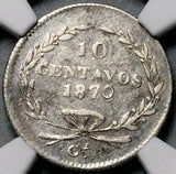 1870-Ca NGC VF Mexico 10 Centavos Chihuahua Mint Rare 17k Silver Coin (26101402C)