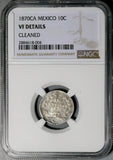 1870-Ca NGC VF Mexico 10 Centavos Chihuahua Mint Rare 17k Silver Coin (26101402C)