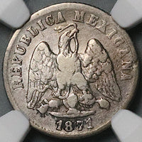 1871-Pi NGC VF Mexico 10 Centavos Rare Potosi 21k Silver Coin POP 1/0 (24081901C)