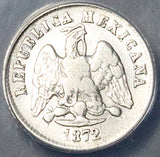 1872-Zs ANACS VF 25 Mexico 10 Centavos Zacatecas Rare 10k Silver Coin (26093001C)