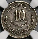 1874-CH NGC XF 45 Mexico 10 Centavos Chihuahua Mint Silver Coin (24122602C)