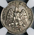 1874-CH NGC XF 45 Mexico 10 Centavos Chihuahua Mint Silver Coin (24122602C)