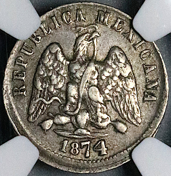 1874-CH NGC XF 45 Mexico 10 Centavos Chihuahua Mint Silver Coin (24122602C)