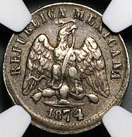 1874-CH NGC XF 45 Mexico 10 Centavos Chihuahua Mint Silver Coin (24122602C)