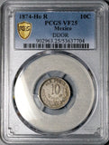 1874-Ho PCGS VF 25 DDO Mexico 10 Centavos Rare Silver Coin POP 1/2 (26062102C)