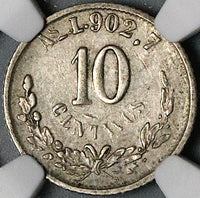 1875-As NGC XF 40 Mexico 10 Centavos Alamos Mint Silver Coin POP 3/1 (24110602C)