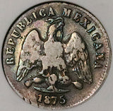 1875-Go ANACS VG 10 Mexico 10 Centavos Guanajuato Rare Key Date Silver Coin (26100604C)