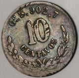 1875-Go ANACS VG 10 Mexico 10 Centavos Guanajuato Rare Key Date Silver Coin (26100604C)
