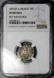 1875-Zs NGC VF Mexico 10 Centavos Zacatecas Scarce Silver Coin (26093002C)