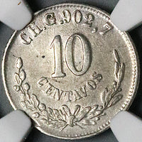 1880-CH G/g NGC XF 40 Mexico 10 Centavos Chihuahua Mint Silver 8k Coin (24122603C)