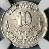 1880-CH G/g NGC XF 40 Mexico 10 Centavos Chihuahua Mint Silver 8k Coin (24122603C)