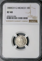 1880-CH G/g NGC XF 40 Mexico 10 Centavos Chihuahua Mint Silver 8k Coin (24122603C)