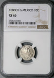 1880-CH G/g NGC XF 40 Mexico 10 Centavos Chihuahua Mint Silver 8k Coin (24122603C)