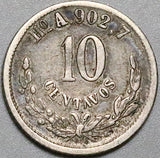 1881-Ho Mexico 10 Centavos Hermosillo Mint VF 28k Silver Coin (24081903R)