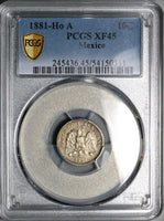1881-Ho PCGS XF 45 Mexico 10 Centavos Hermosillo Mint 28k Silver Coin POP 1/1 (25091802C)