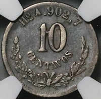 1882/1-Ho NGC VF 30 Mexico 10 Centavos Hermosillo Mint 25k Silver Coin POP 1/1 (23100602C)