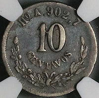 1882/1-Ho NGC VF 30 Mexico 10 Centavos Hermosillo Mint 25k Silver Coin POP 1/1 (23100602C)