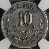 1882/1-Ho NGC VF 30 Mexico 10 Centavos Hermosillo Mint 25k Silver Coin POP 1/1 (23100602C)